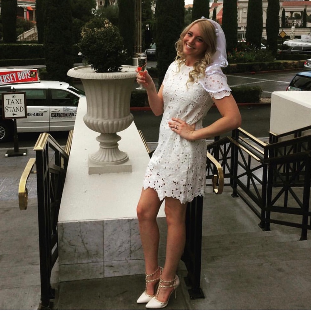 White crocheted shift dress